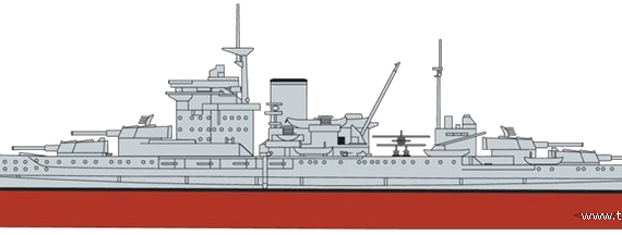 Корабль HMS Warspite [Battleship] (1939) - чертежи, габариты, рисунки
